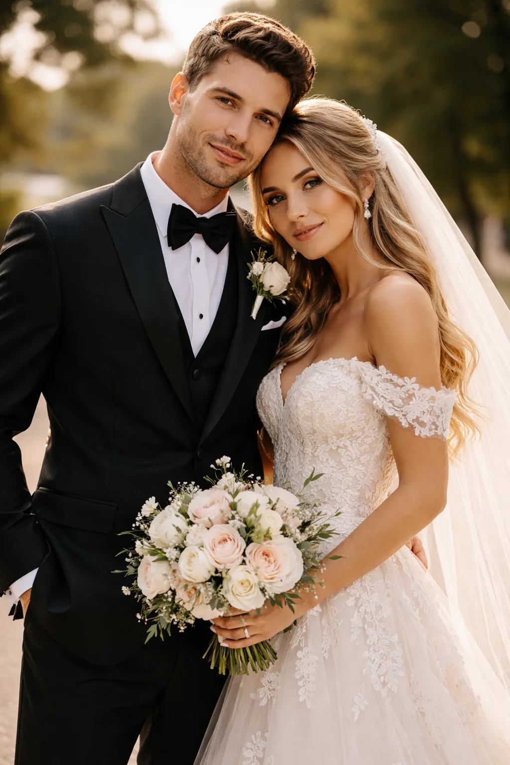 couplemarie Couple Marié en costume et robe de mariée